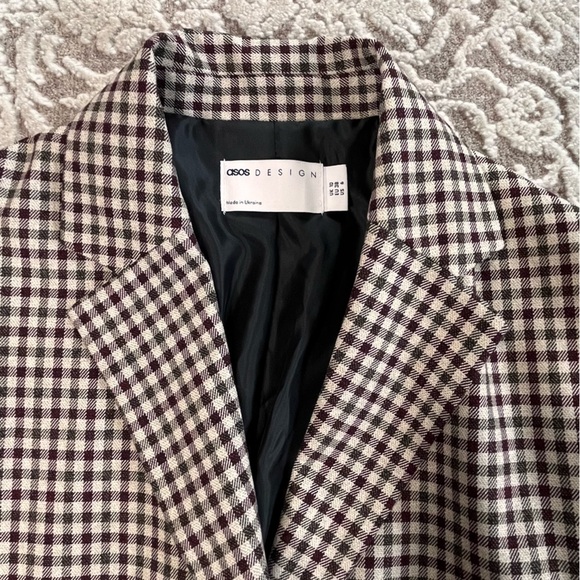 NWOT ASOS Long Line Checked Boy Blazer - Picture 9 of 15